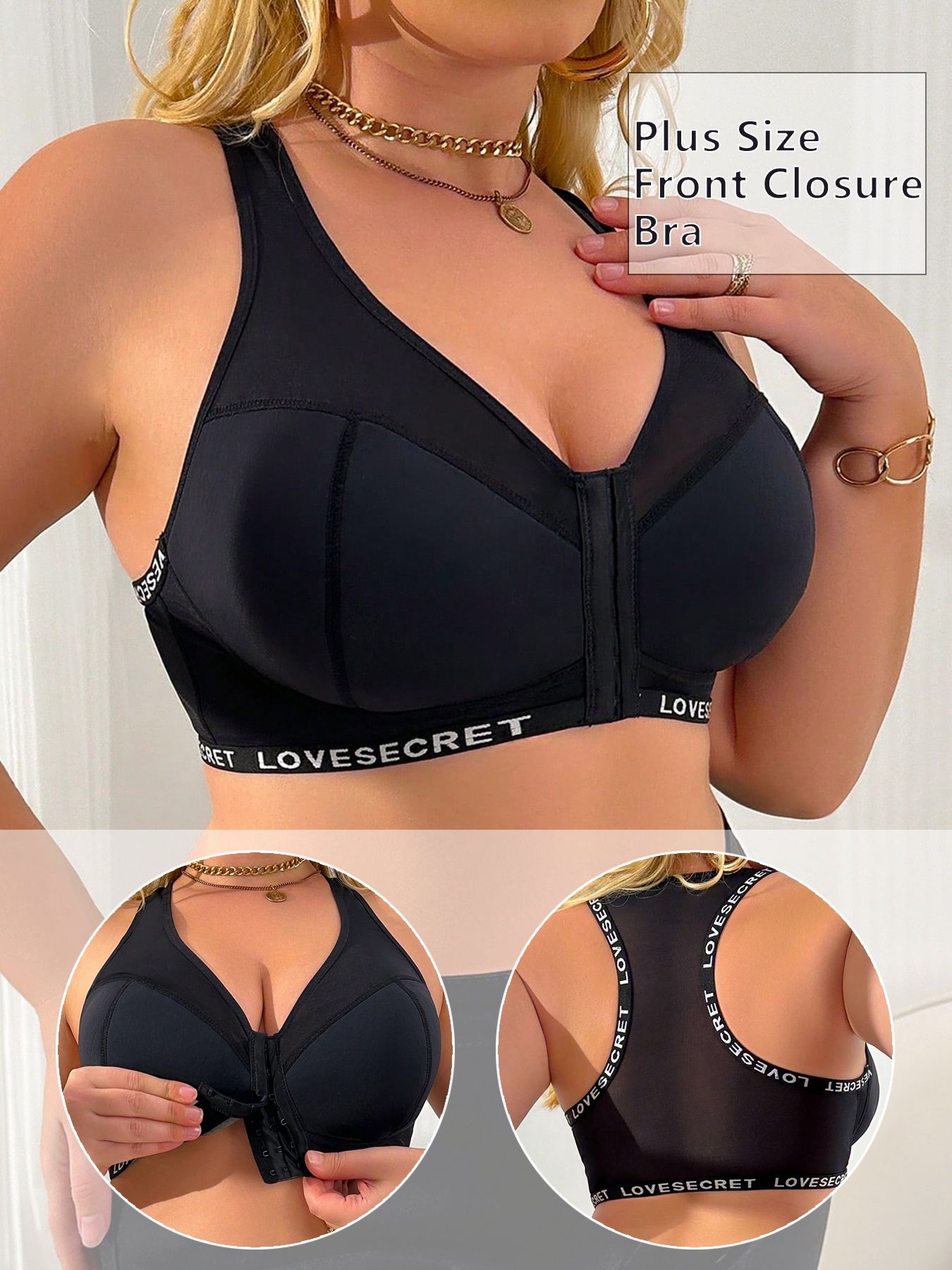 Women Plus Size Lace Bra Front - Full Coverage Bra ulasan dan harga