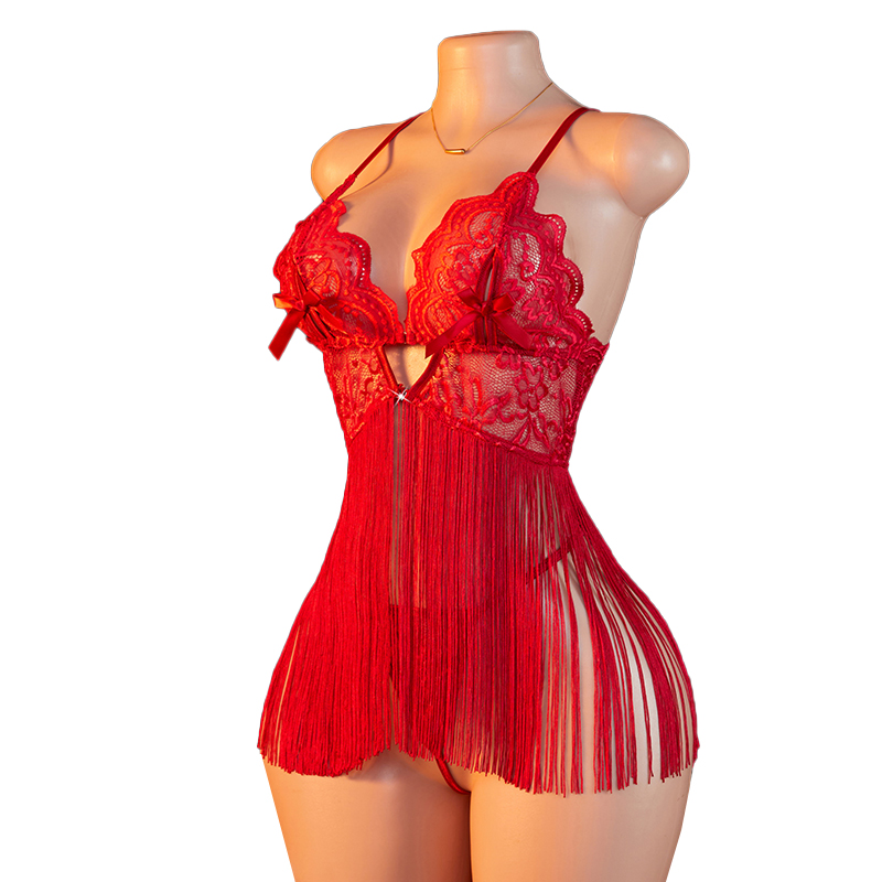 Transparent Lace Women Red Str - Lace Bralette Set ulasan dan harga