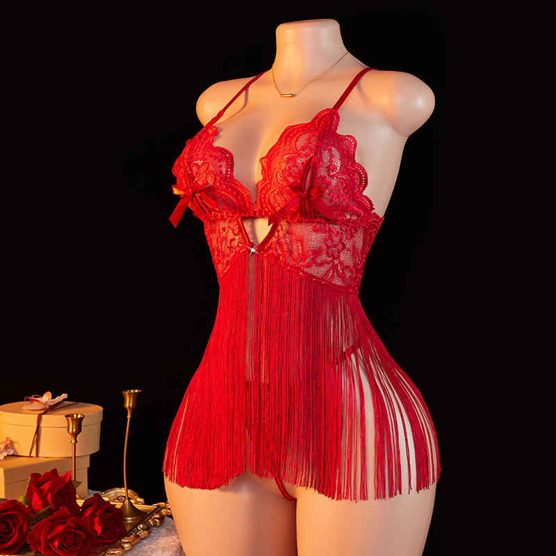Transparent Lace Women Red Str - Lace Bralette Set ulasan dan harga